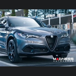 Alfa Romeo Stelvio Front V Shield Grill Frame + Emblem Frame Kit - Carbon Fiber 